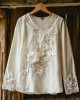 Women's Retro Floral Lace Embroidery Art V-neck Shirt Women's Retro Floral Lace Embroidery Art V-neck Shirt