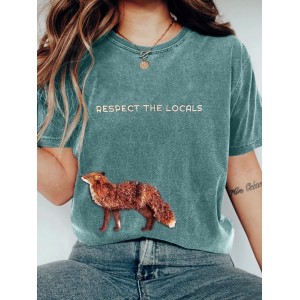Respect The Locals Fox Fringe Embroidered Washed T Shirt