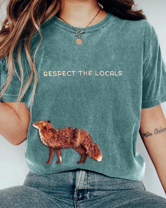 Respect The Locals Fox Fringe Embroidered Washed T Shirt Respect The Locals Fox Fringe Embroidered Washed T Shirt