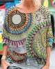 Floral Stitch Embroidery Pattern Women's Linen Long Sleeve T-shirt Floral Stitch Embroidery Pattern Women's Linen Long Sleeve T-shirt
