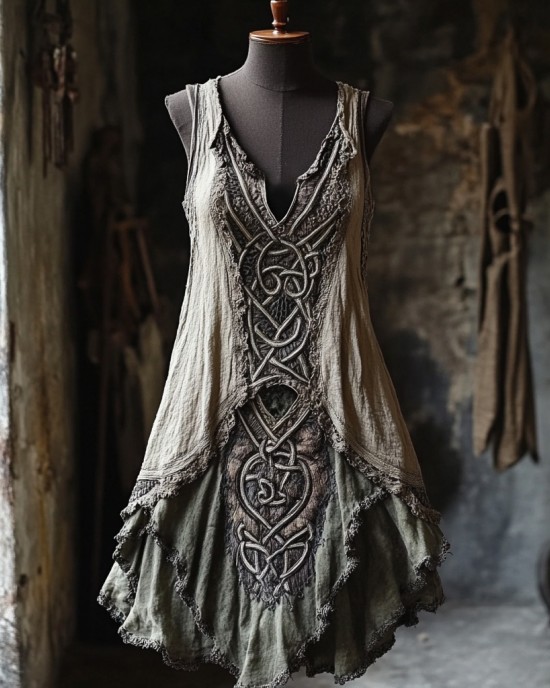 Vintage Tribal Lace Patchwork Comfy Linen Tank Dress Vintage Tribal Lace Patchwork Comfy Linen Tank Dress