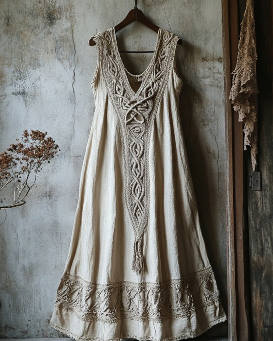 Tribal Viking Celtic Knot Lace Art Linen Tank Dress Tribal Viking Celtic Knot Lace Art Linen Tank Dress