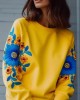 Ukraine Ethnic Floral Contrast Color Sweatshirt