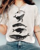 Species of Whales Japanese Lino Art Vintage T Shirt Species of Whales Japanese Lino Art Vintage T Shirt
