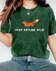 Keep Nature Wild Fox Embroidered Washed T Shirt