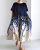 Ocean Octopus Japanese Art Linen Blend Casual Dress Ocean Octopus Japanese Art Linen Blend Casual Dress