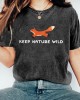 Keep Nature Wild Fox Embroidered Washed T Shirt