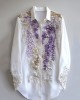 Women's Purple Floral Embroidered Art Linen Blend Shirt Women's Purple Floral Embroidered Art Linen Blend Shirt