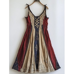 Viking Vintage Linen Halter Tie Dress