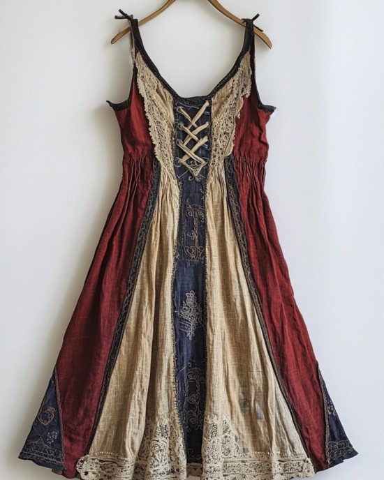 Viking Vintage Linen Halter Tie Dress Viking Vintage Linen Halter Tie Dress