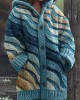 Beach Sea Waves Inspired Jaquard Cozy Hooded Cardigan Beach Sea Waves Inspired Jaquard Cozy Hooded Cardigan