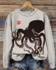 Octopus Japanese Lino Art Vintage Sweatshirt Octopus Japanese Lino Art Vintage Sweatshirt