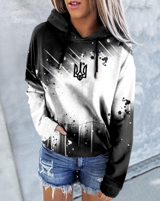 Women's Stand With Ukraine Contrasting Colors Hoodies