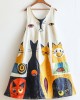 Fun Cat Geometric Art Flowy Linen Tank Dress Fun Cat Geometric Art Flowy Linen Tank Dress
