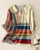 Women's Cotton And Linen Contrast Geometric Print Shirt Women's Cotton And Linen Contrast Geometric Print Shirt