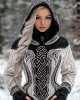 Women's Viking Style Celtic Knot Knitted Hoodie Sweater Women's Viking Style Celtic Knot Knitted Hoodie Sweater