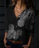 Simple Sea Waves Japanese Lino Art Flowy Blouse Simple Sea Waves Japanese Lino Art Flowy Blouse