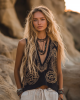 Women's Viking Tribal And Celtic Knot Pattern Art Linen Sleeveless Top Women's Viking Tribal And Celtic Knot Pattern Art Linen Sleeveless Top