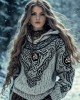 Women's Viking Runes Jacquard Celtic Knit Hooded Sweater Women's Viking Runes Jacquard Celtic Knit Hooded Sweater