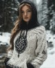 Women's Viking Tribal Jacquard Celtic Chunky Inspired Knit Hooded Sweater Women's Viking Tribal Jacquard Celtic Chunky Inspired Knit Hooded Sweater