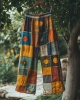 Vintage Color Block Linen Blend Loose Pants Vintage Color Block Linen Blend Loose Pants