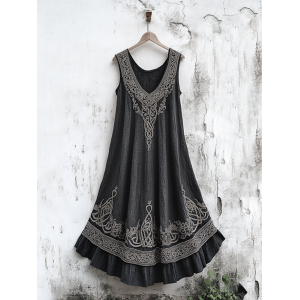 Vintage Viking Art Cozy Linen Tank Dress