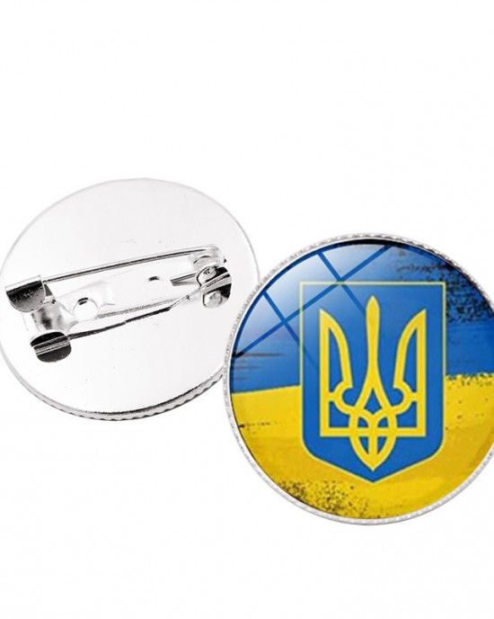Ukrainian Flag Time Gem Brooch