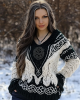 Women's Viking Rune Knit Jacquard V-neck Sweater