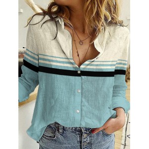 Classy Morandi Colorblock Woven Blouse