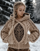 Women's Viking Tree Of Life Jacquard Celtic Knit Hooded Sweater Women's Viking Tree Of Life Jacquard Celtic Knit Hooded Sweater