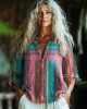 Bohemian Geometric Color Block Patchwork Sleeveless Colorful Art Print Long Sleeve Shirt Bohemian Geometric Color Block Patchwork Sleeveless Colorful Art Print Long Sleeve Shirt