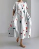 Fish Print Round Neck Short Sleeve Loose Midi Dress Fish Print Round Neck Short Sleeve Loose Midi Dress