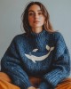 Ocean Whale Embroidery Vintage Cozy Knit Sweater Ocean Whale Embroidery Vintage Cozy Knit Sweater