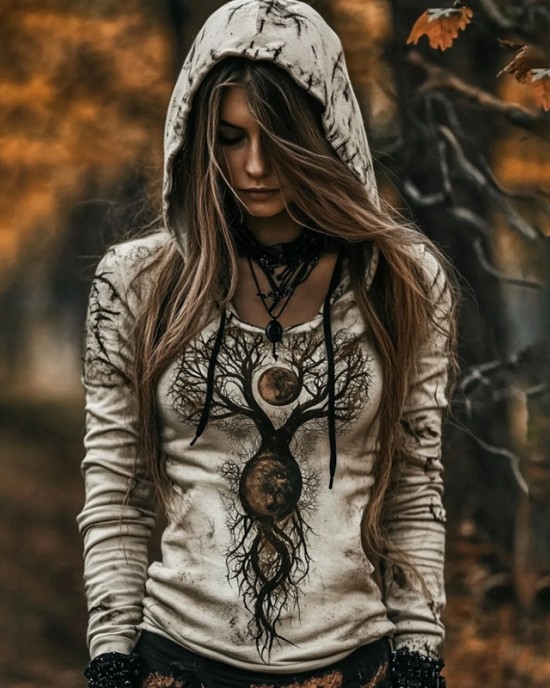 Women's Tribal Viking Tree Of Life Totem Casual Hoodie