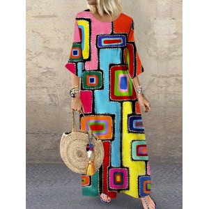 Geometric Abstract Art Women's Linen Maxi Dress