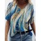 Abstract Sea Waves Glitter Art V Neck T Shirt