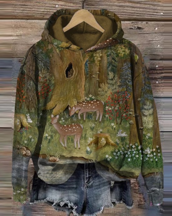 Vintage Animals Printed Casual Sweatshirt Vintage Animals Printed Casual Sweatshirt