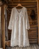 Floral Embroidery Lace Art Linen Blend Maxi Dress Floral Embroidery Lace Art Linen Blend Maxi Dress