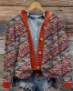 Colorful Japanese Sea Waves Knit Art Hooded Cardigan Colorful Japanese Sea Waves Knit Art Hooded Cardigan