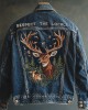 Respect The Locals Forest Deer Embroidered Denim Jacket Respect The Locals Forest Deer Embroidered Denim Jacket