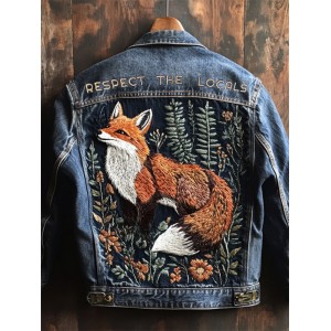 Respect The Locals Forest Fox Embroidered Denim Jacket
