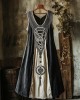 Tribal Celtic Embroidery Patchwork Art Linen Tank Dress Tribal Celtic Embroidery Patchwork Art Linen Tank Dress