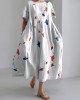 Fish Print Round Neck Short Sleeve Loose Midi Dress Fish Print Round Neck Short Sleeve Loose Midi Dress