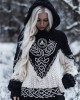 Viking Embroidered Celtic Contrast Color Cozy Chunky Hooded Sweater