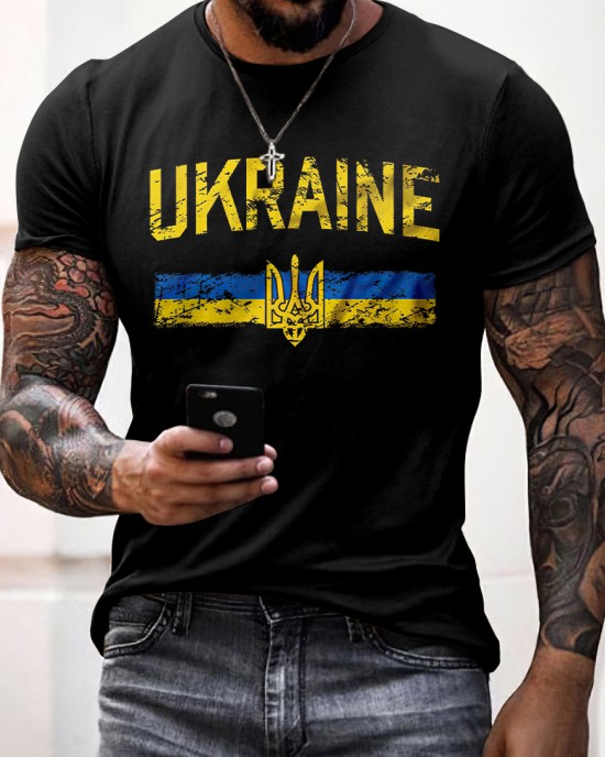 Men's I Stand With Ukraine Print Casual Short Sleeve T-shirt Men's I Stand With Ukraine Print Casual Short Sleeve T-shirt