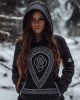 Women's Viking Tribal Jacquard Celtic Inspired Chunky Knit Hooded Sweater Women's Viking Tribal Jacquard Celtic Inspired Chunky Knit Hooded Sweater
