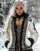 Women's Viking Rune Jacquard Celtic Style Knit Zip-up Sweater Women's Viking Rune Jacquard Celtic Style Knit Zip-up Sweater