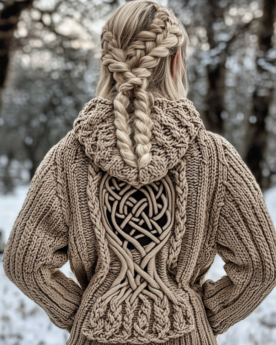 Women's Viking Tree Of Life Jacquard Celtic Knit Sweater Women's Viking Tree Of Life Jacquard Celtic Knit Sweater