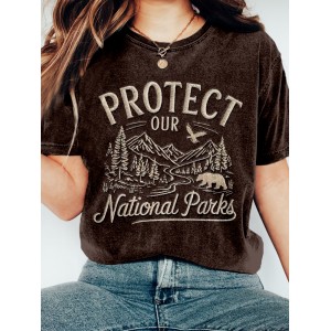 Protect Our National Park Embroidered Washed T Shirt