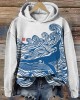 Whale & Waves Ancient Japanese Art Cozy Hoodie Whale & Waves Ancient Japanese Art Cozy Hoodie